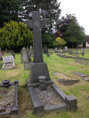 Headstone of Enoch, Emily and Eliza Ann Matthews in Alfreton Cemetery, 2016.